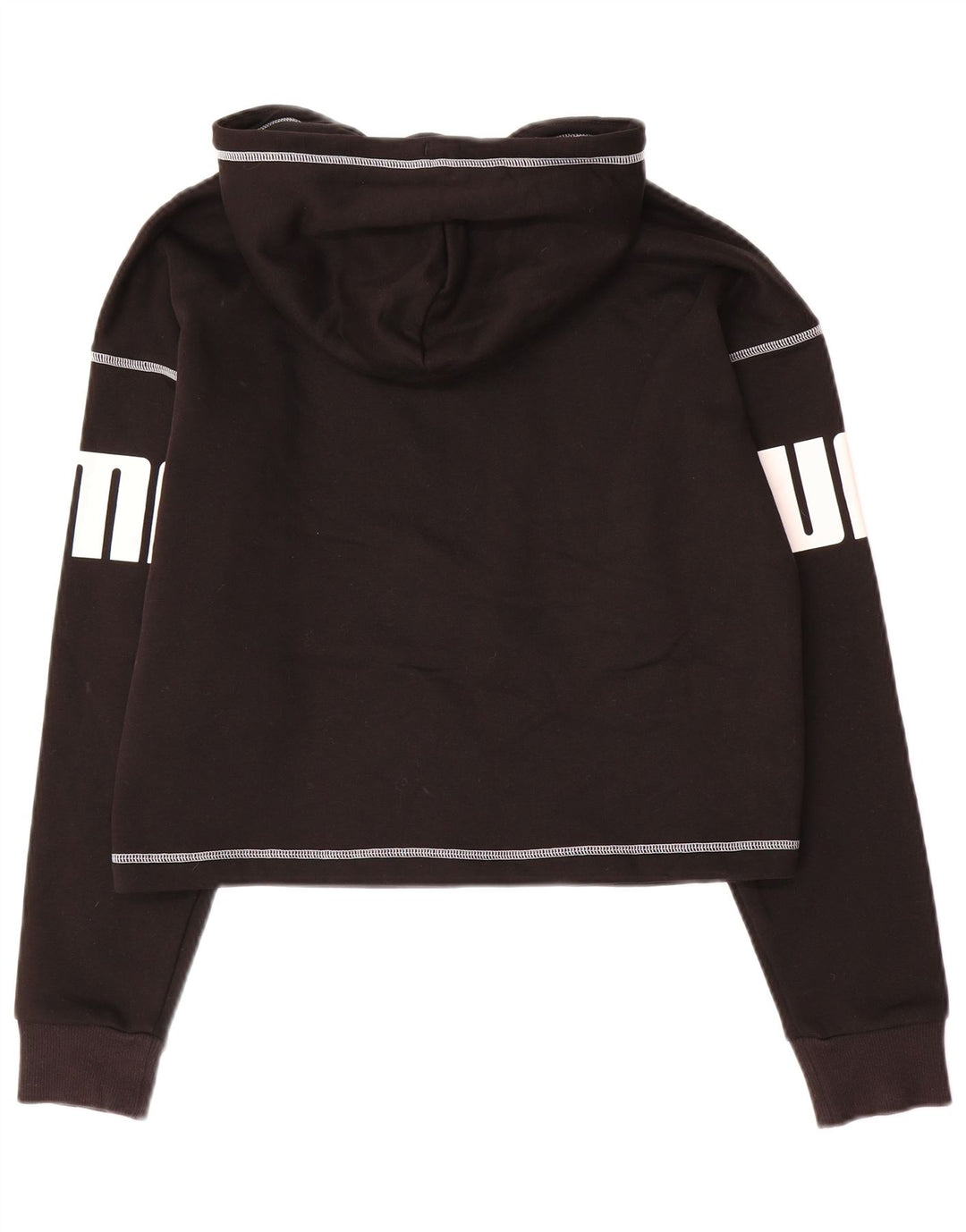 PUMA Pull à capuche graphique surdimensionné pour femme UK 14 Coton noir moyen