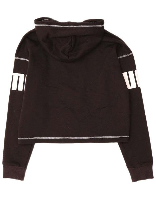 PUMA Pull à capuche graphique surdimensionné pour femme UK 14 Coton noir moyen