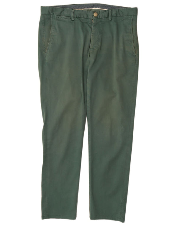 Massimo Dutti Pantalon chino coupe slim pour homme EU 42 Large W32 L30 Vert Coton