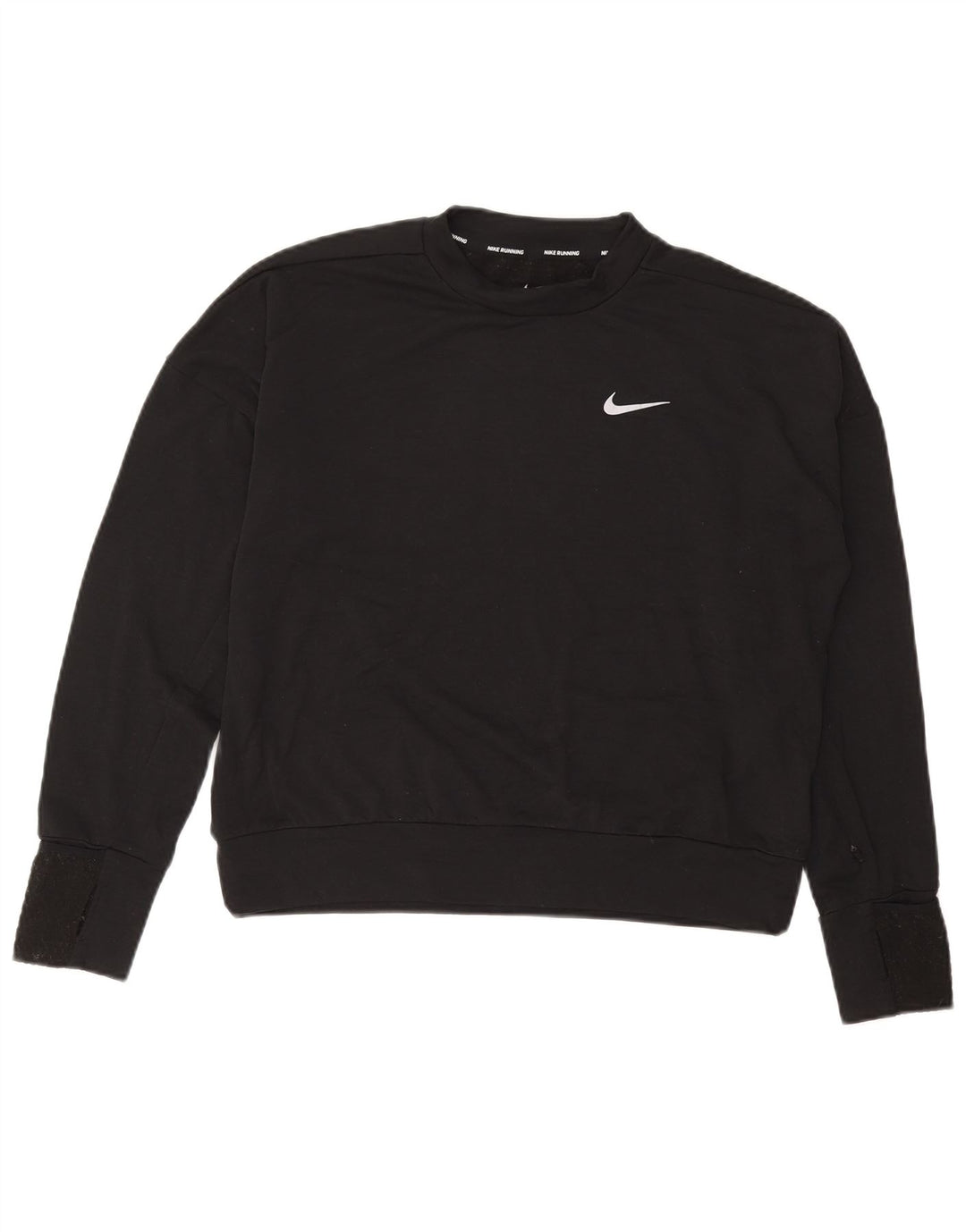 NIKE Haut oversize de course à manches longues pour femme UK 10 Petit Noir Polyester