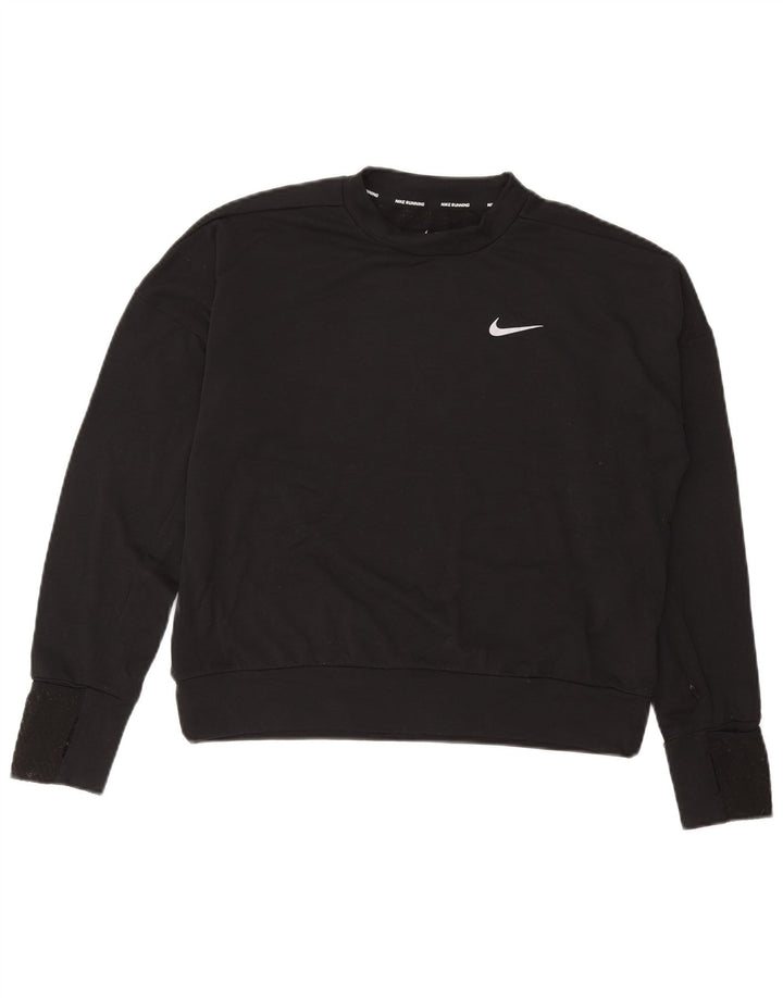 NIKE Haut oversize de course à manches longues pour femme UK 10 Petit Noir Polyester