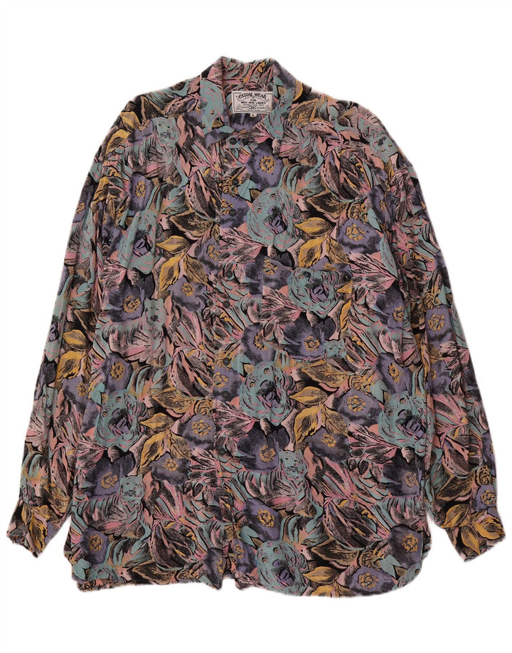Chemise Homme Vintage Grande Viscose Florale Multicolore
