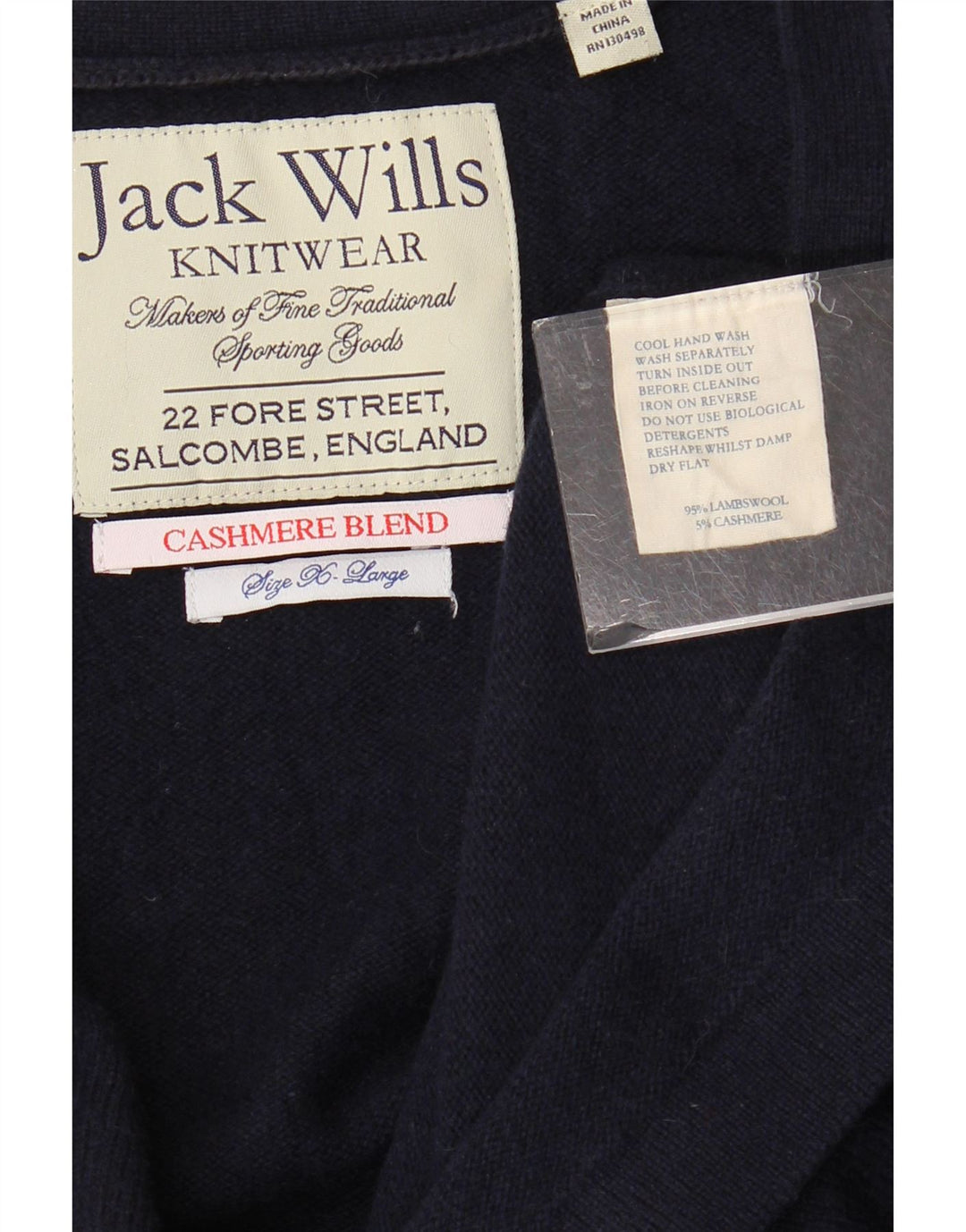 JACK WILLS Pull Cardigan Femme UK 18 XL Bleu Marine Laine d'Agneau