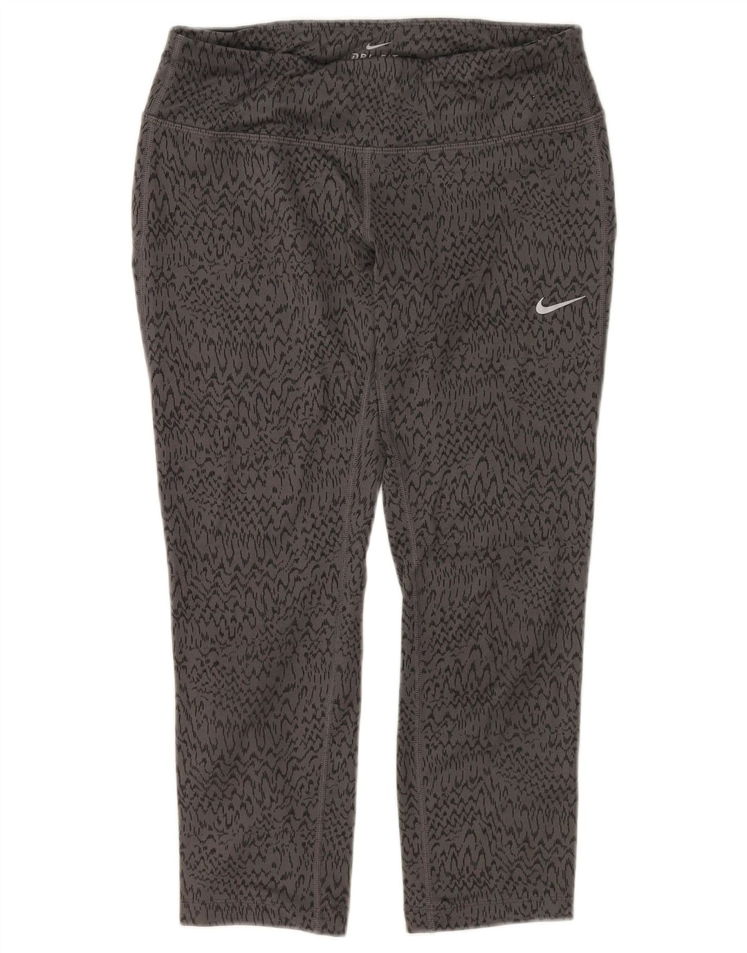 NIKE Femmes Dri Fit Capri Leggings UK 8 Petit Gris Animal Imprimé Polyester