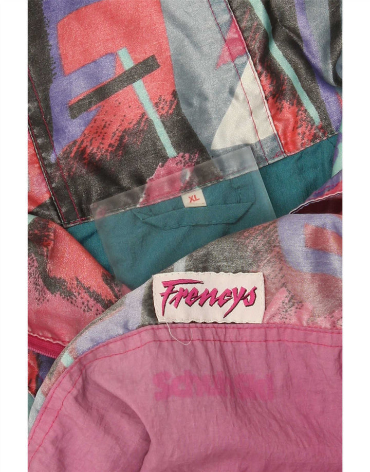 vintage Femme Oversize Graphic Rain Jacket UK 18 XL Multicolore