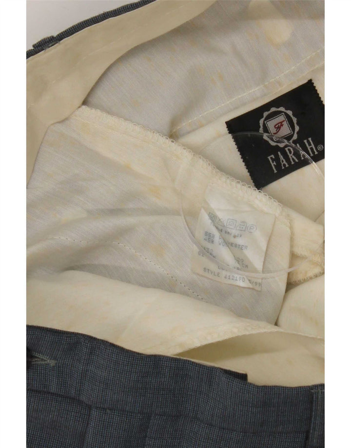 Farah Pantalon de costume à chevilles pour homme W32 L29 Bleu Polyester