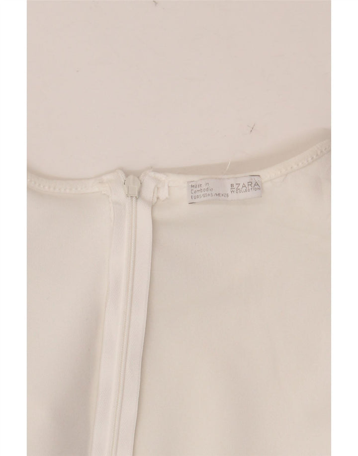 ZARA Combishort à manches courtes pour femme UK 8 Small W28 Blanc