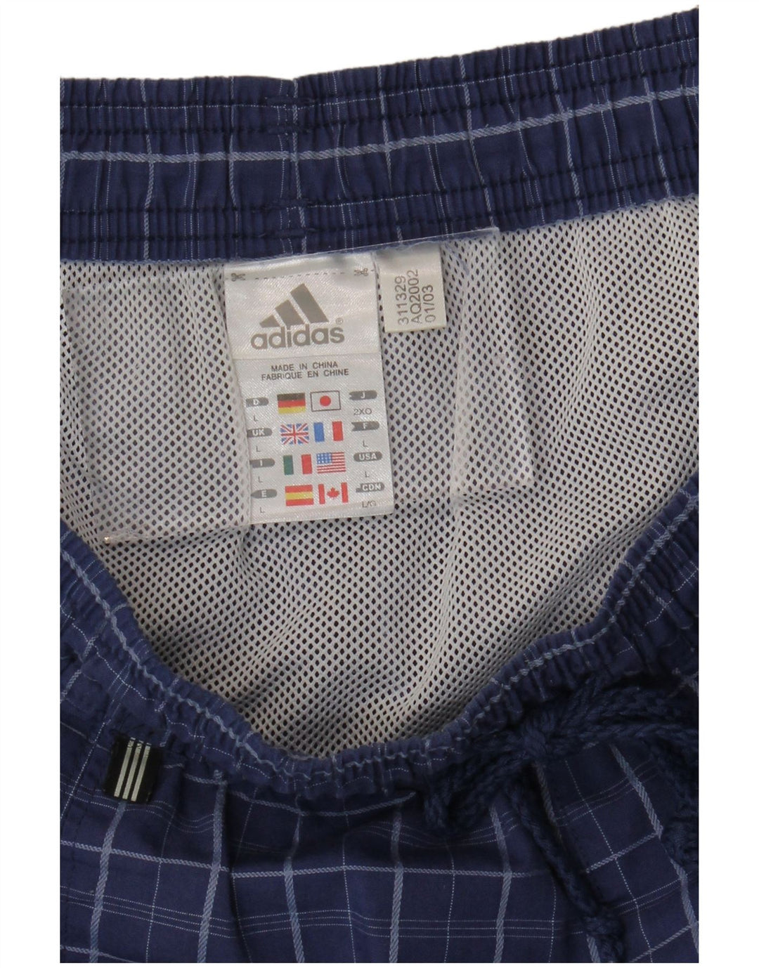 ADIDAS Short de bain pour homme en polyester à carreaux bleus