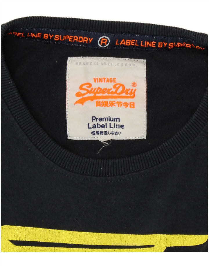 SUPERDRY T-Shirt Graphique Homme Bleu Marine Moyen Coton