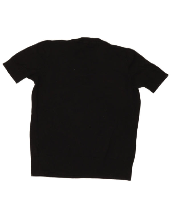 Marks & Spencer Mens Short Sleeve Crew Neck Jumper Sweater UK 8 Small Black