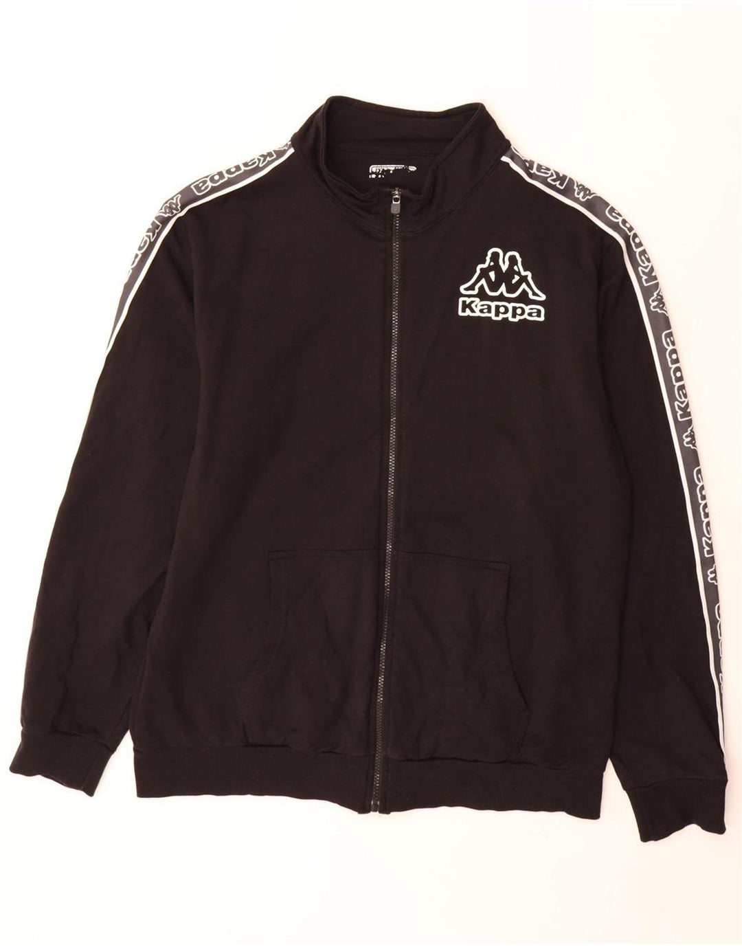 Kappa Veste de survêtement graphique pour homme en coton noir Taille L