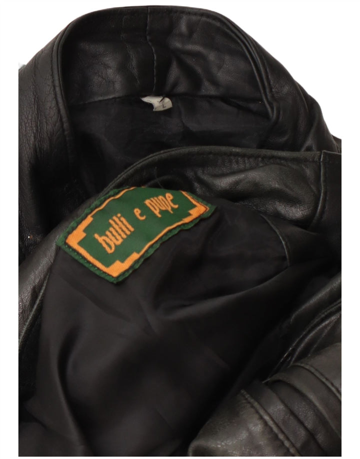 Bulli E Pupe Veste en cuir pour homme UK 40 Large Noir