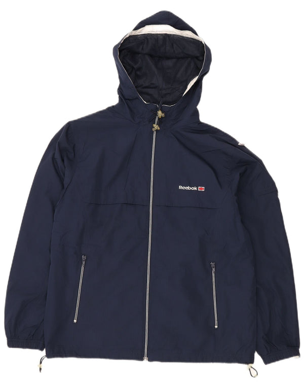 Reebok Womens Hooded Rain Jacket UK 12 Medium Navy Blue Polyester