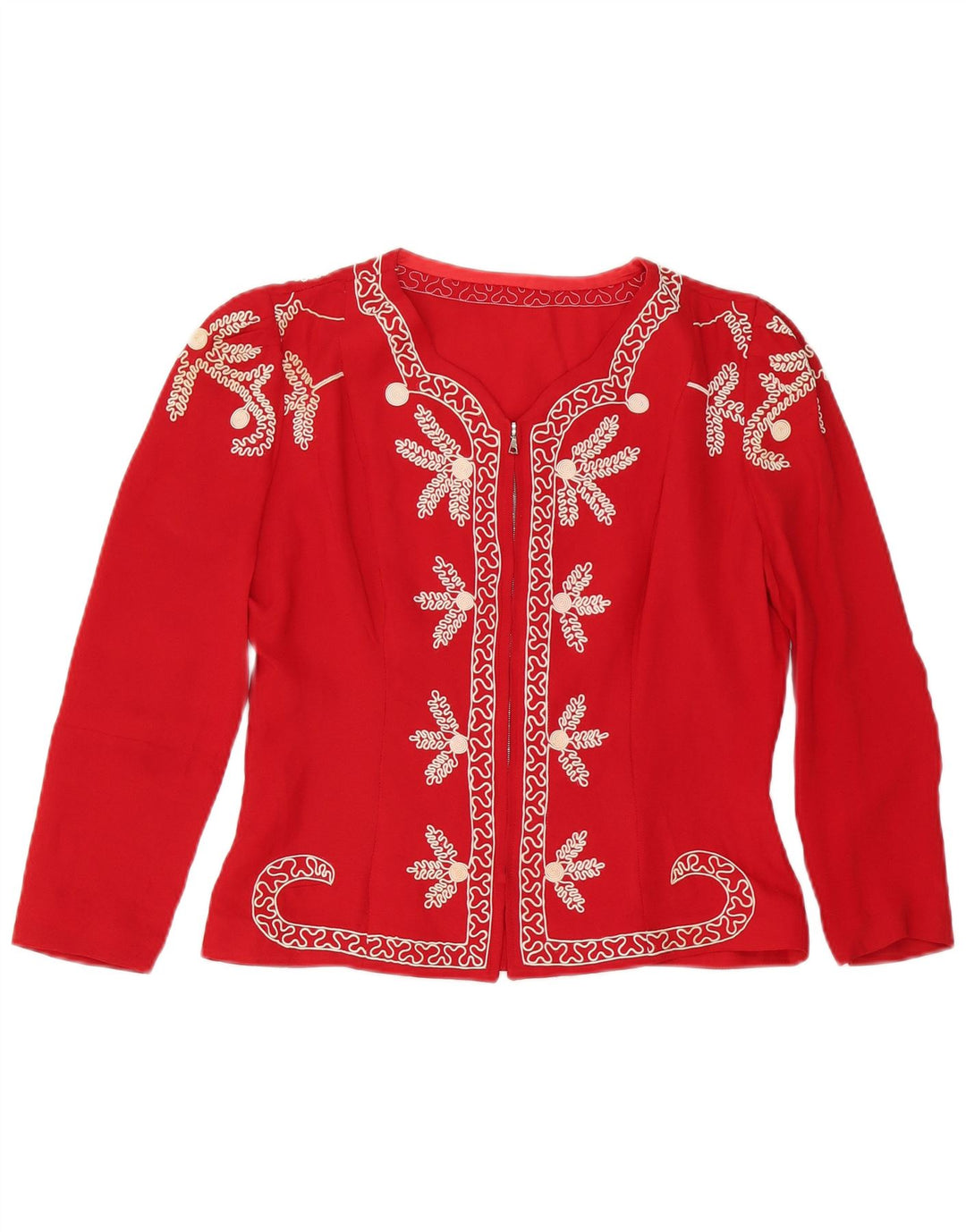 vintage Femme Cardigan Top UK 14 Moyen Rouge Floral
