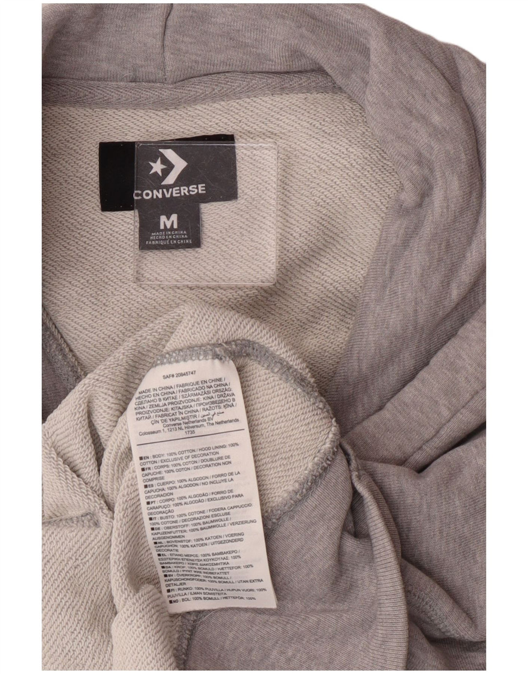 Converse Pull à capuche crop oversize pour femme UK 44 Gris moyen Coton