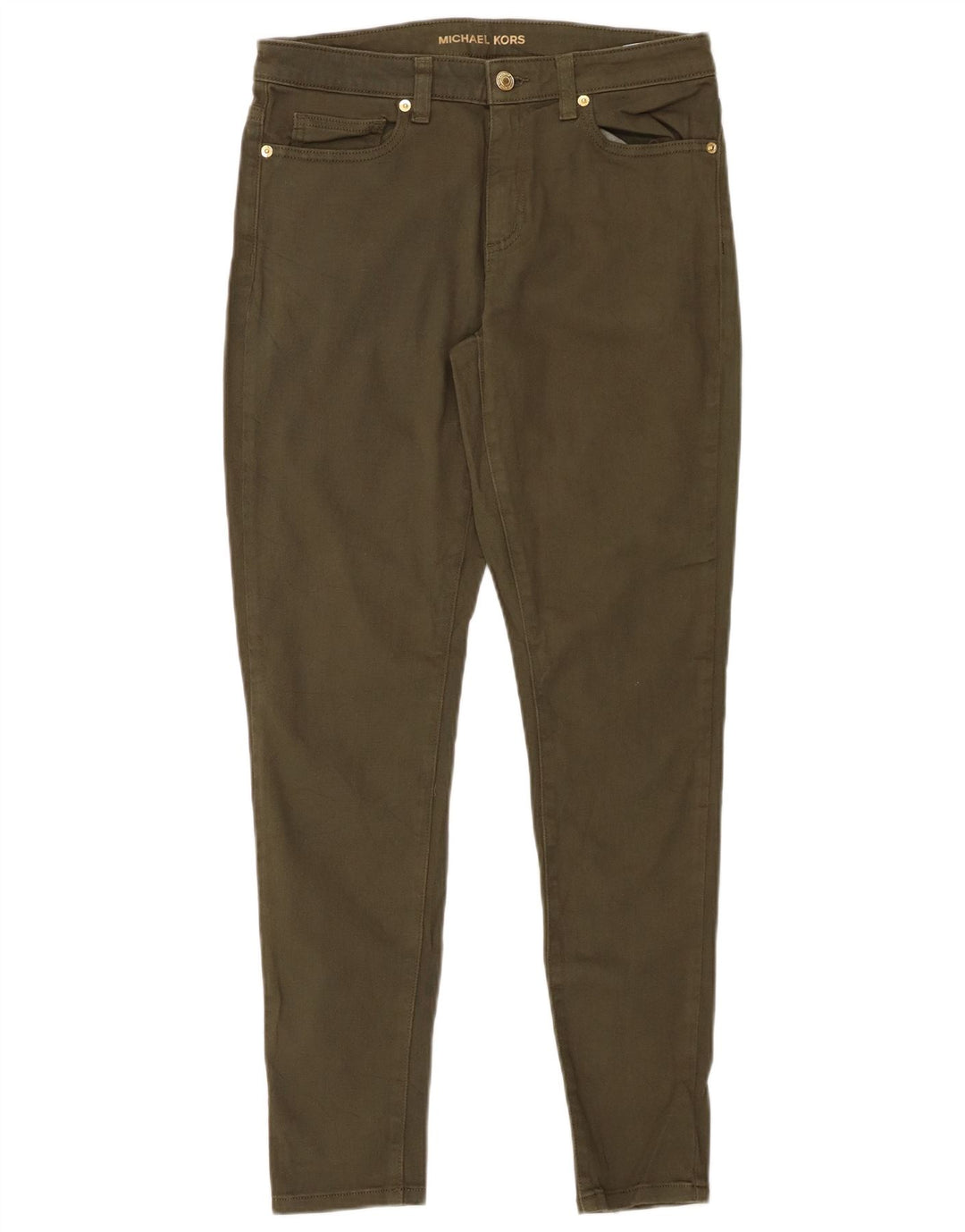 MICHAEL KORS Pantalon décontracté skinny pour femme US 8 Medium W28 L29 Kaki