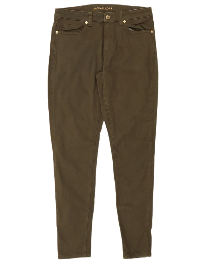 MICHAEL KORS Pantalon décontracté skinny pour femme US 8 Medium W28 L29 Kaki
