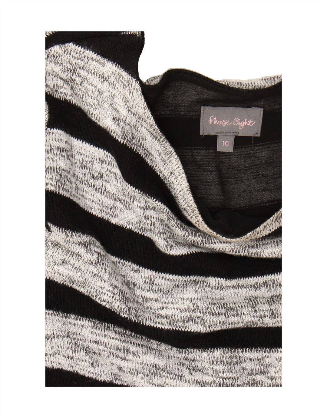 PHASE EIGHT Womens Top Long Sleeve UK 10 Small Grey Striped Viscose Vintage Phase Eight and Second-Hand Phase Eight from Messina Hembry 