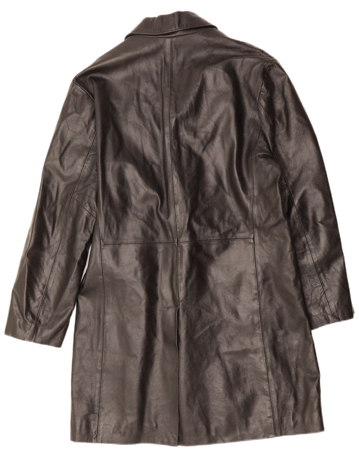 VINTAGE Manteau en cuir homme UK 36 Petit cuir noir