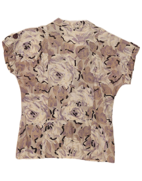 vintage Femme Chemise À Manches Courtes Blouse IT 42 Moyen Multicolore Floral