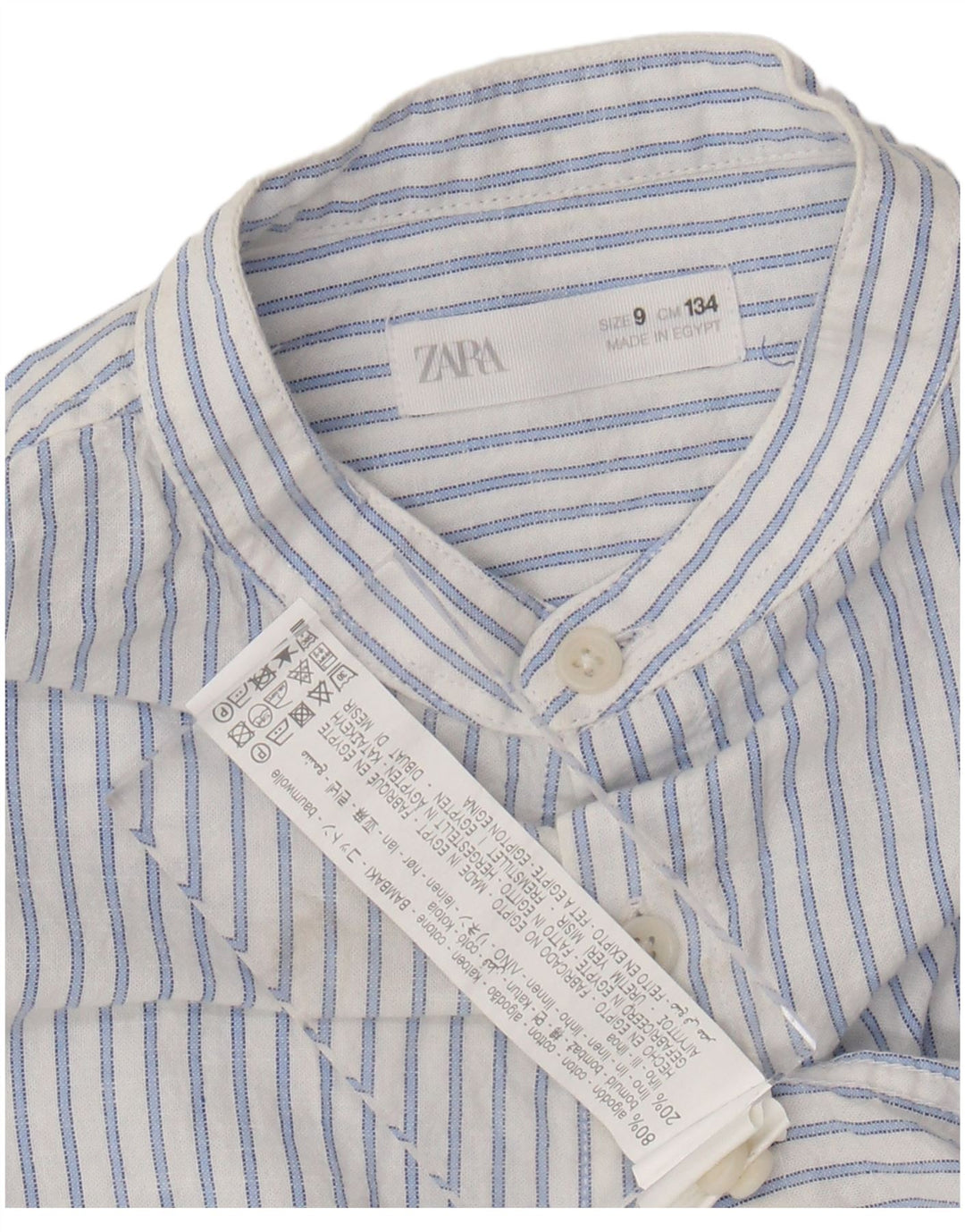 Chemise garçon ZARA 8-9 ans coton blanc à fines rayures