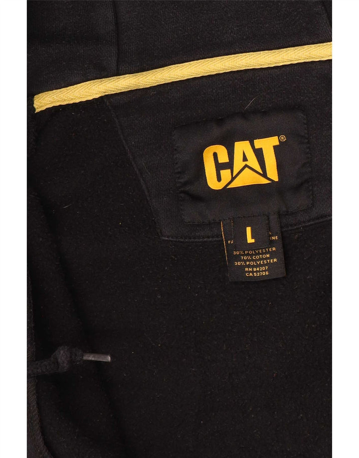 CAT Pull à capuche zippé graphique pour hommes, grand coton noir