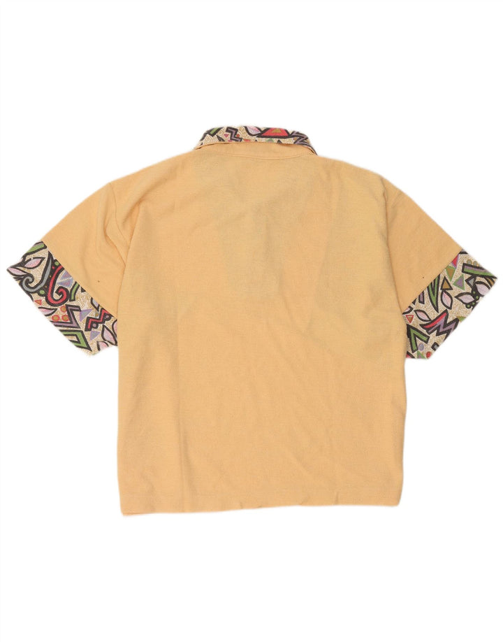 Polo Homme Vintage Polyester Géométrique Jaune Moyen
