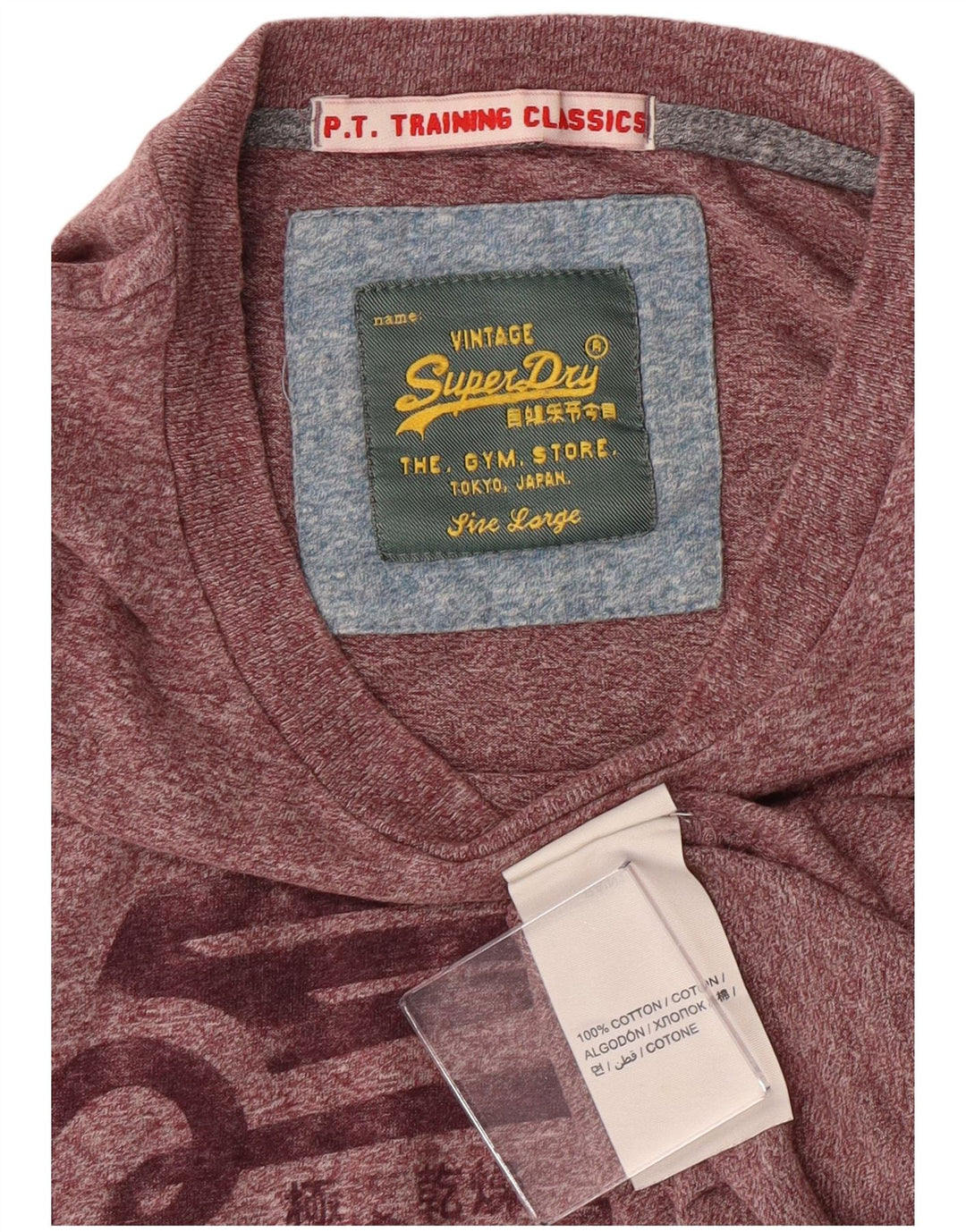 Superdry T-Shirt Graphique Femme Large Maroon Flecked Cotton