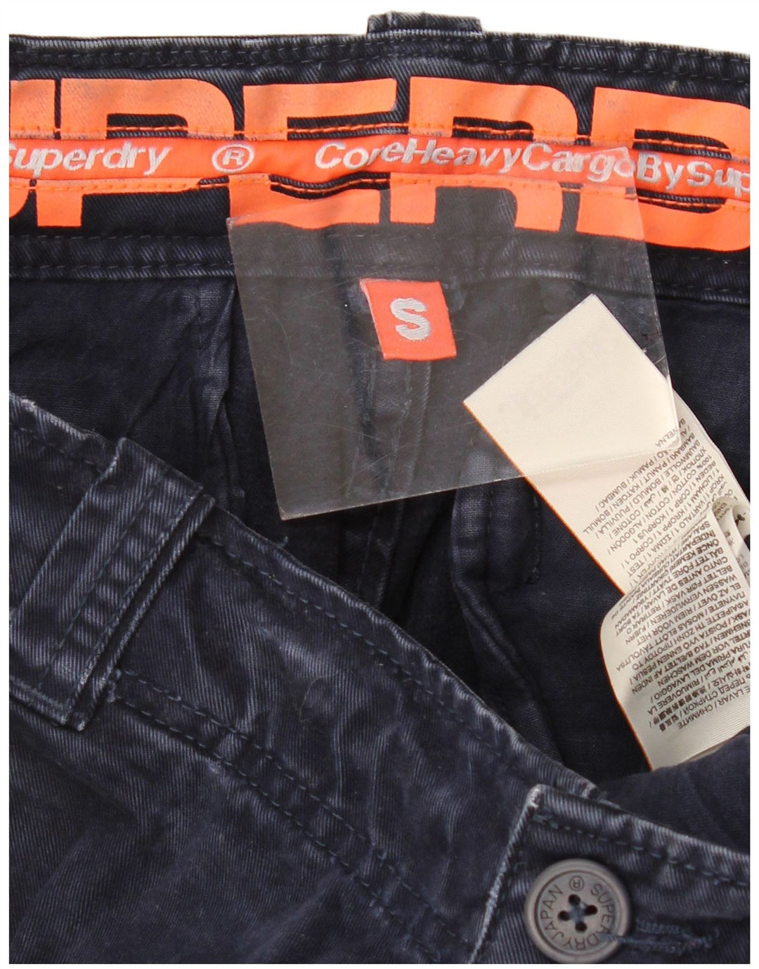 SUPERDRY Short Cargo Homme Petit W29 Bleu Marine Coton