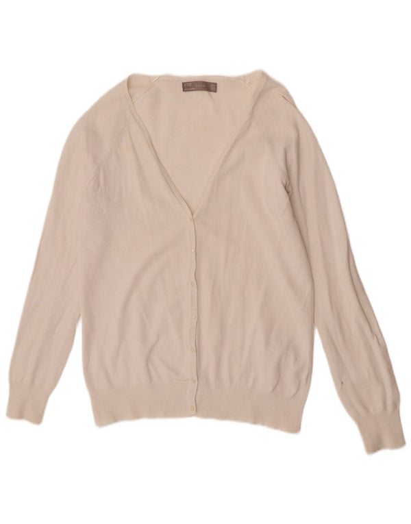 Zara Femme Cardigan Pull UK 18 XL Coton Blanc