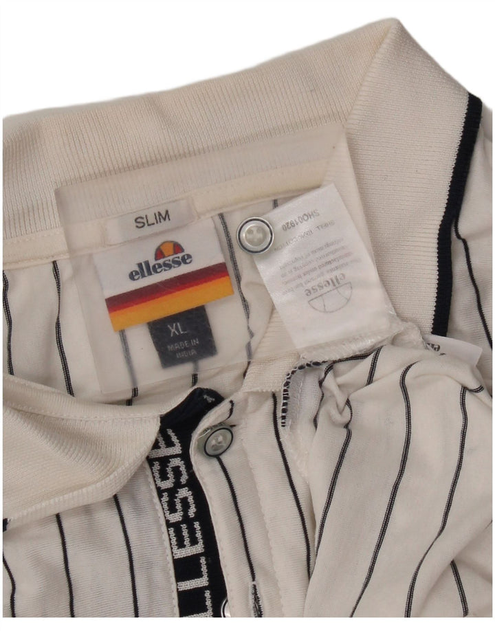 Ellesse Polo Slim XL Blanc Rayé Coton Homme