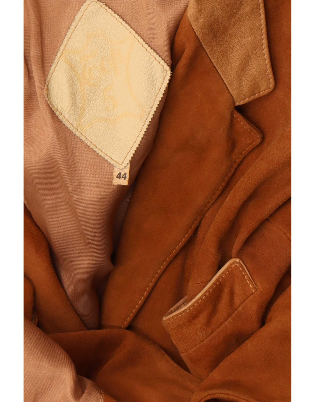 vintage Femme 3 Boutons Blazer En Daim Veste IT 44 Beige Moyen Colourblock