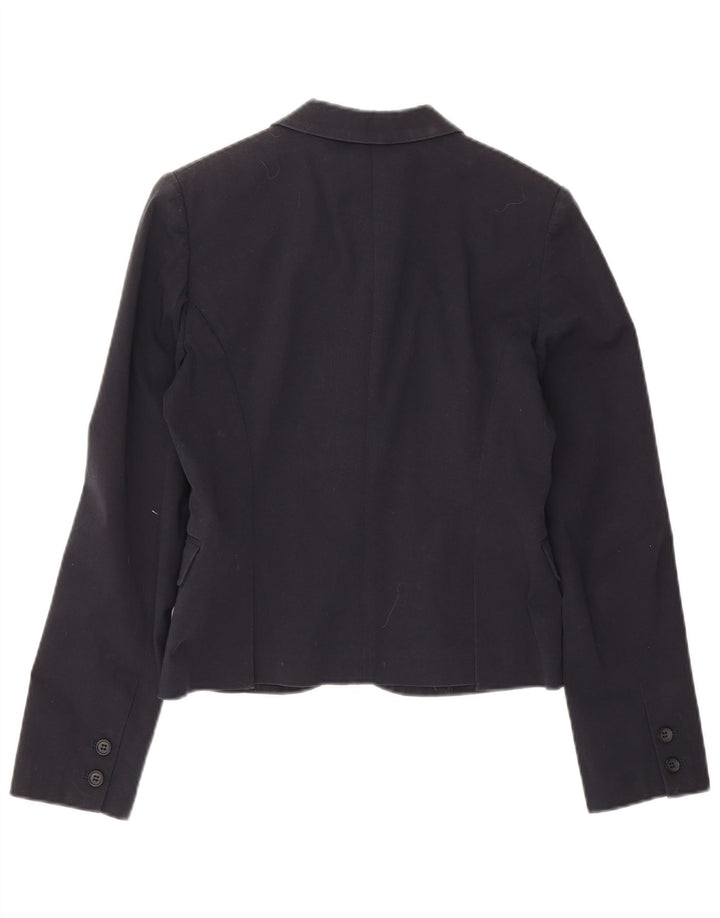 Stefanel Veste blazer courte à 3 boutons pour femme EU 38 en coton bleu marine moyen