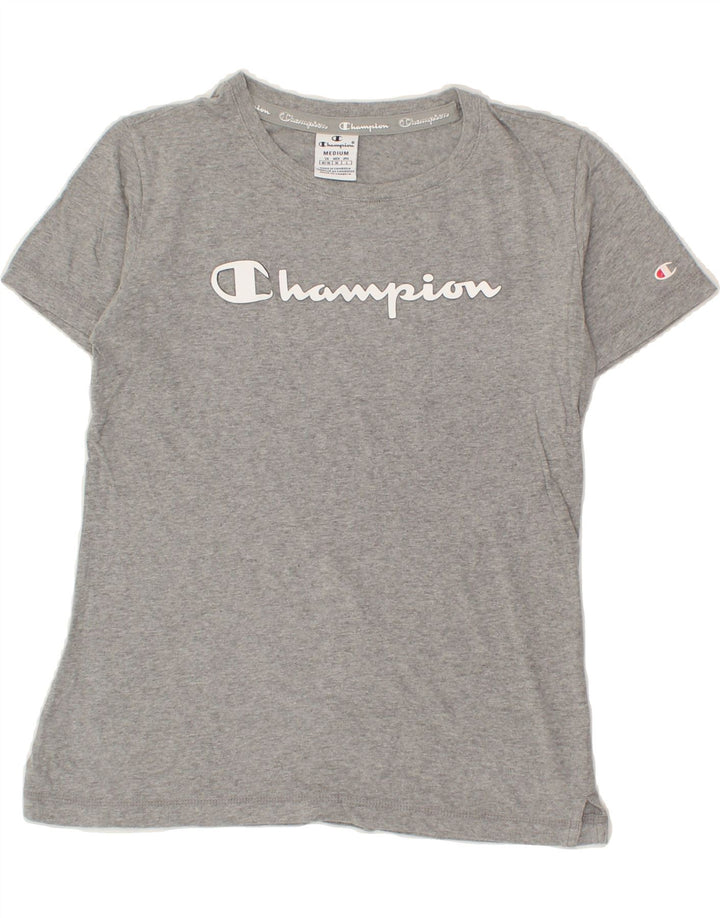 CHAMPION Womens Graphic T-Shirt Top UK 12 Medium Grey Vintage Champion and Second-Hand Champion from Messina Hembry 