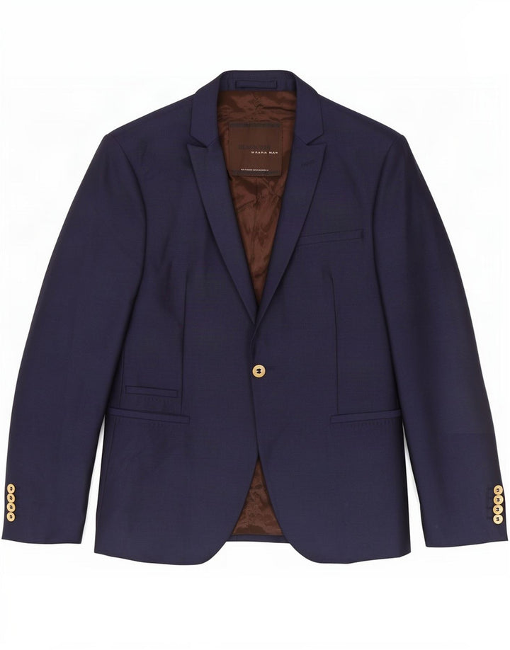 Zara Veste Blazer 1 Bouton Homme EU 48 Bleu Marine Moyen