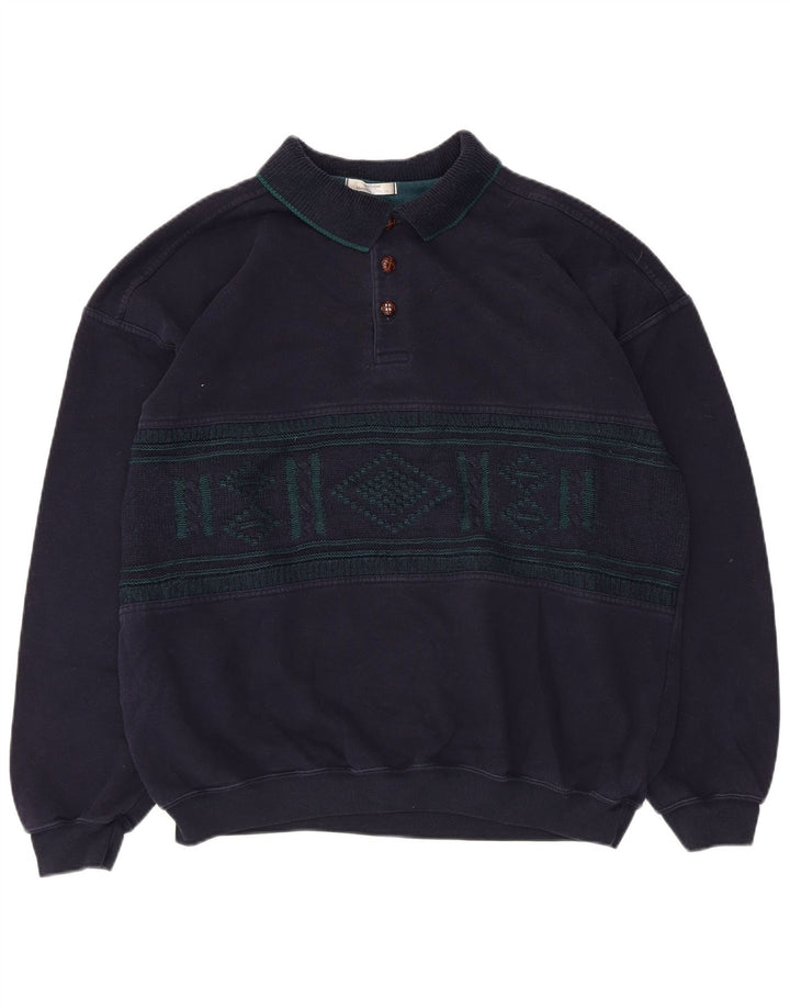 Marks & Spencer Sweat-shirt pour hommes, grand, bleu marine, argyle/diamant