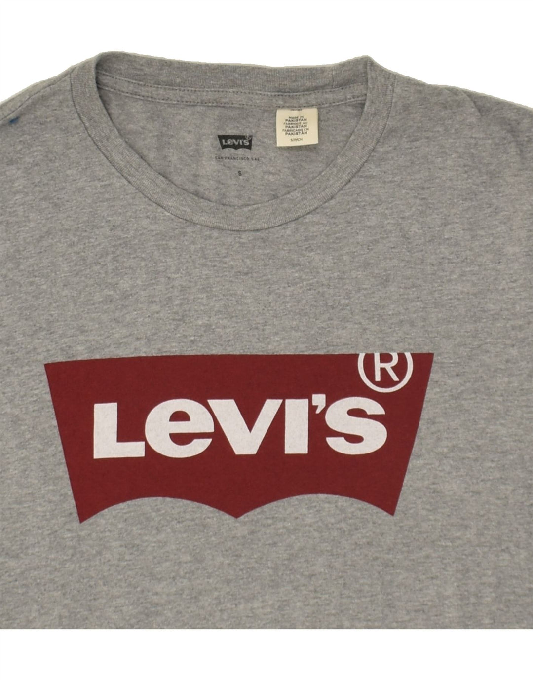 LEVI'S Mens Graphic T-Shirt Top Small Grey Cotton Vintage Levi's and Second-Hand Levi's from Messina Hembry 