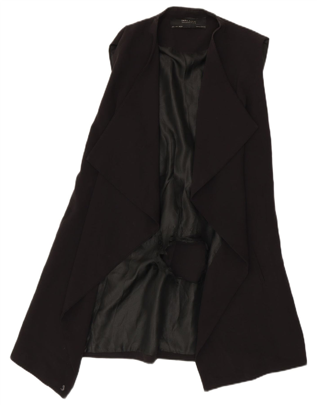Zara Veste blazer ouverte sans manches pour femme UK 16 Large Noir