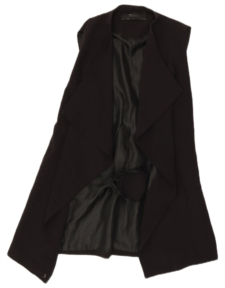 Zara Veste blazer ouverte sans manches pour femme UK 16 Large Noir