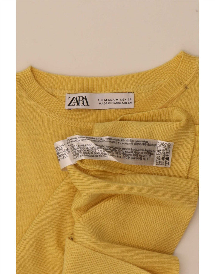 Zara Débardeur court pour femme UK 12 Viscose jaune moyen