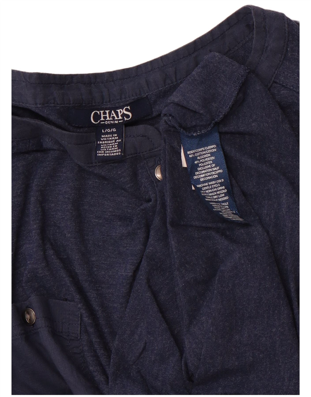 CHAPS Haut Femme Manches Longues UK 16 Large Bleu Marine Coton