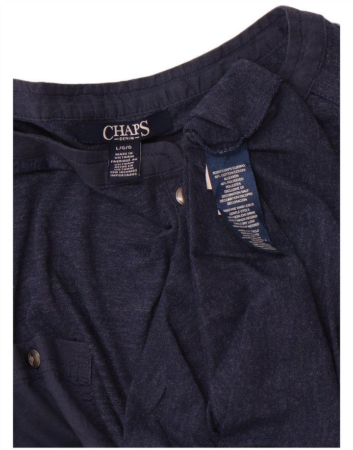 CHAPS Haut Femme Manches Longues UK 16 Large Bleu Marine Coton