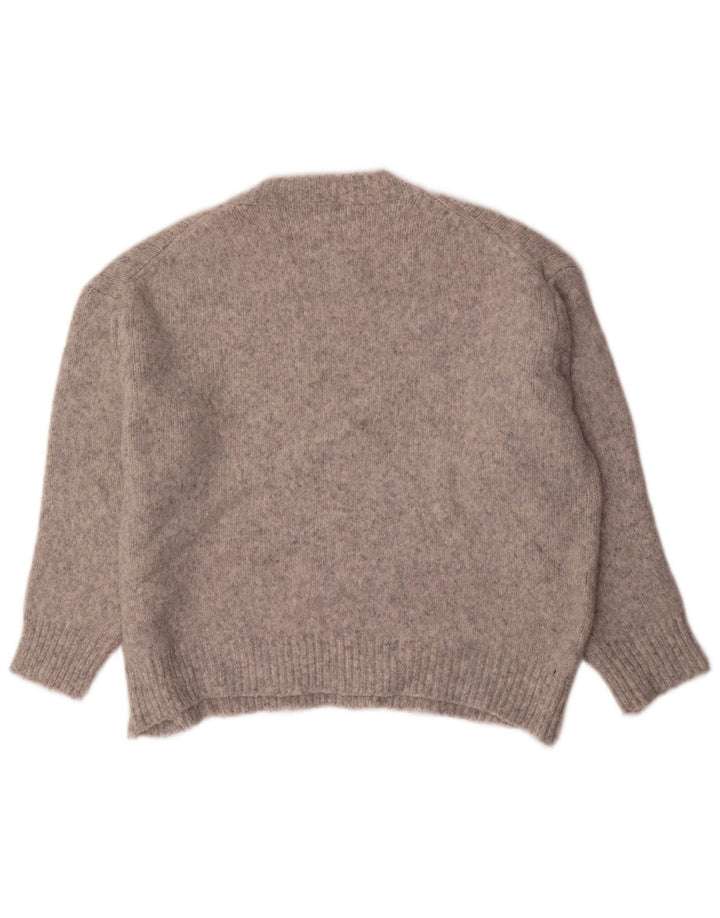 Zara Pull surdimensionné à col rond pour femme UK 14 Gris moyen moucheté