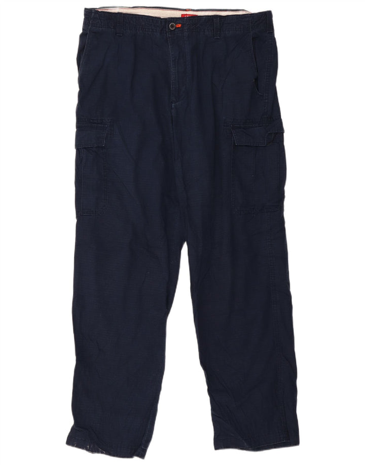 Izod Pantalon Cargo Droit Homme W36 L32 Bleu Marine Coton