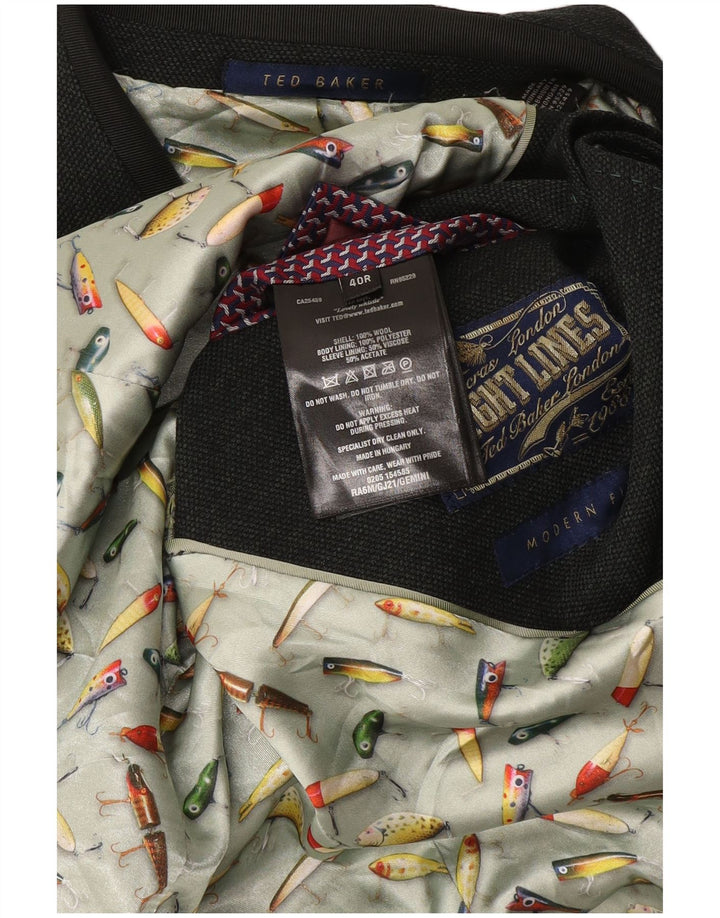 Ted Baker Veste blazer à 2 boutons pour homme Coupe moderne Taille 40 Grande laine verte