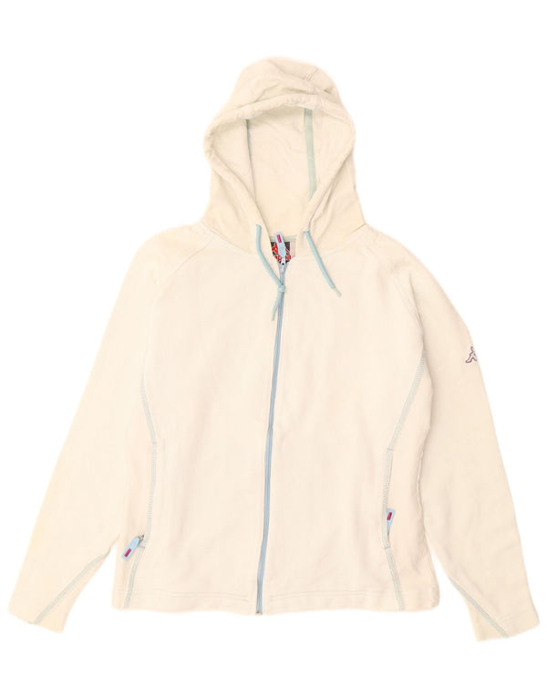 KAPPA Pull à capuche zippé pour femme UK 14 Blanc moyen