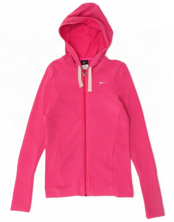 Nike Pull à capuche zippé Dri Fit pour femme UK 8/10 Petit coton rose