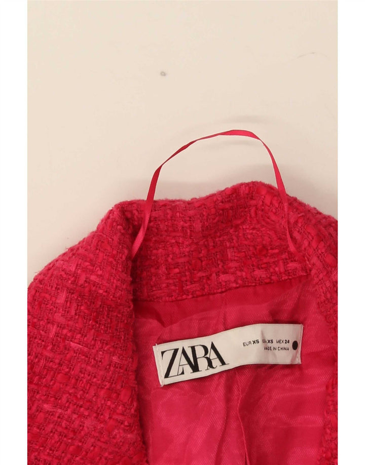 Zara Veste blazer croisée pour femme UK 6 XS Rose à carreaux