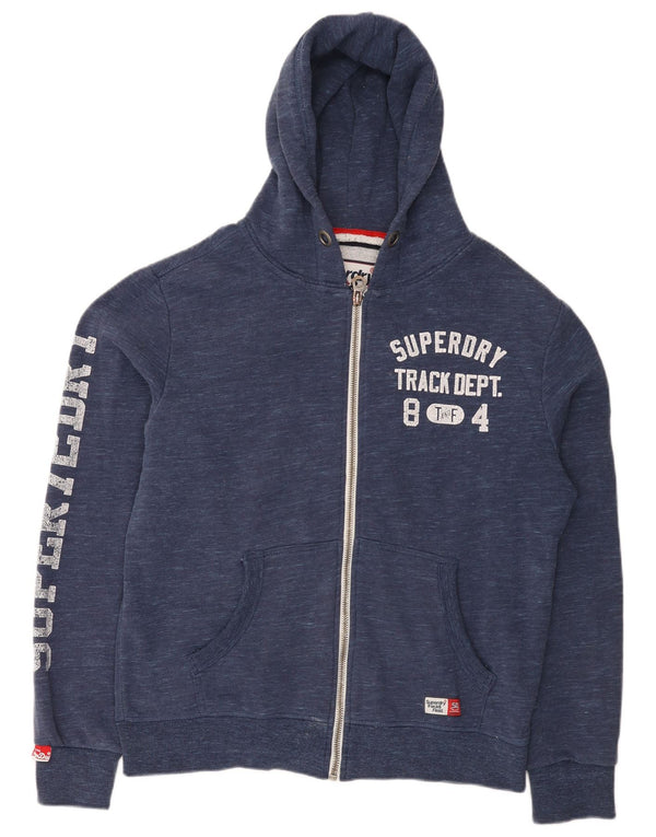 Superdry Pull à capuche zippé graphique XL en coton bleu marine pour homme