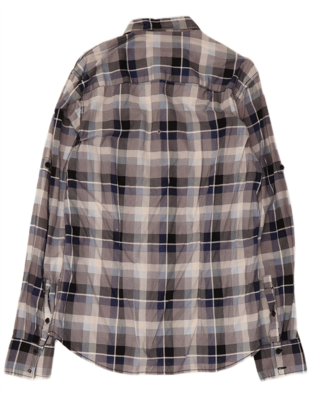 Fishbone Chemise Slim Fit en Flanelle Homme Bleu Moyen à Carreaux en Coton